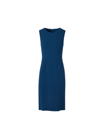 Designer Sleeveless Wool-Crêpe Double-Face Sheath Dress - blue