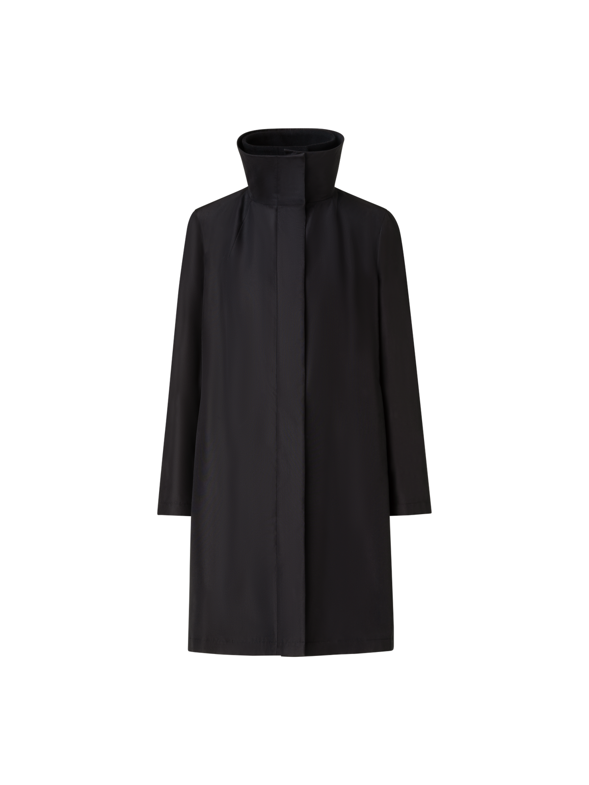Layered Wool Coat with Removable Silk Layer – Akris Inc. Layered Wool Coat with Removable Silk Layer – Akris Inc.