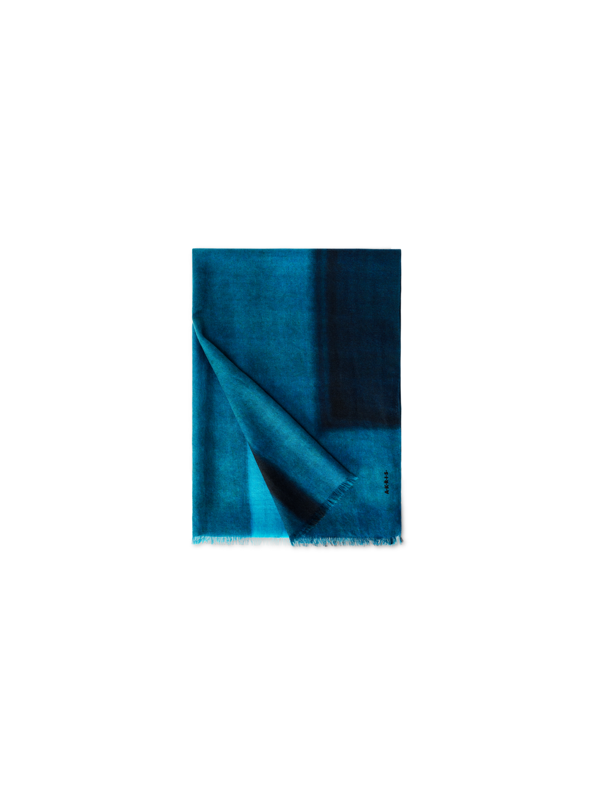 Designer Scarf in Cashmere and Silk with Window Print - blue