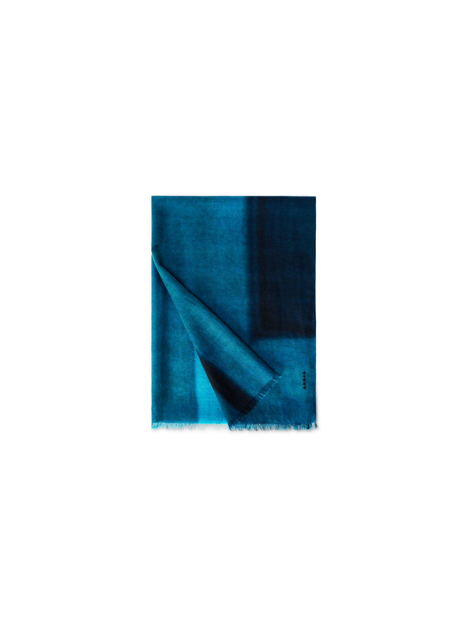 Designer Scarf in Cashmere and Silk with Window Print - blue