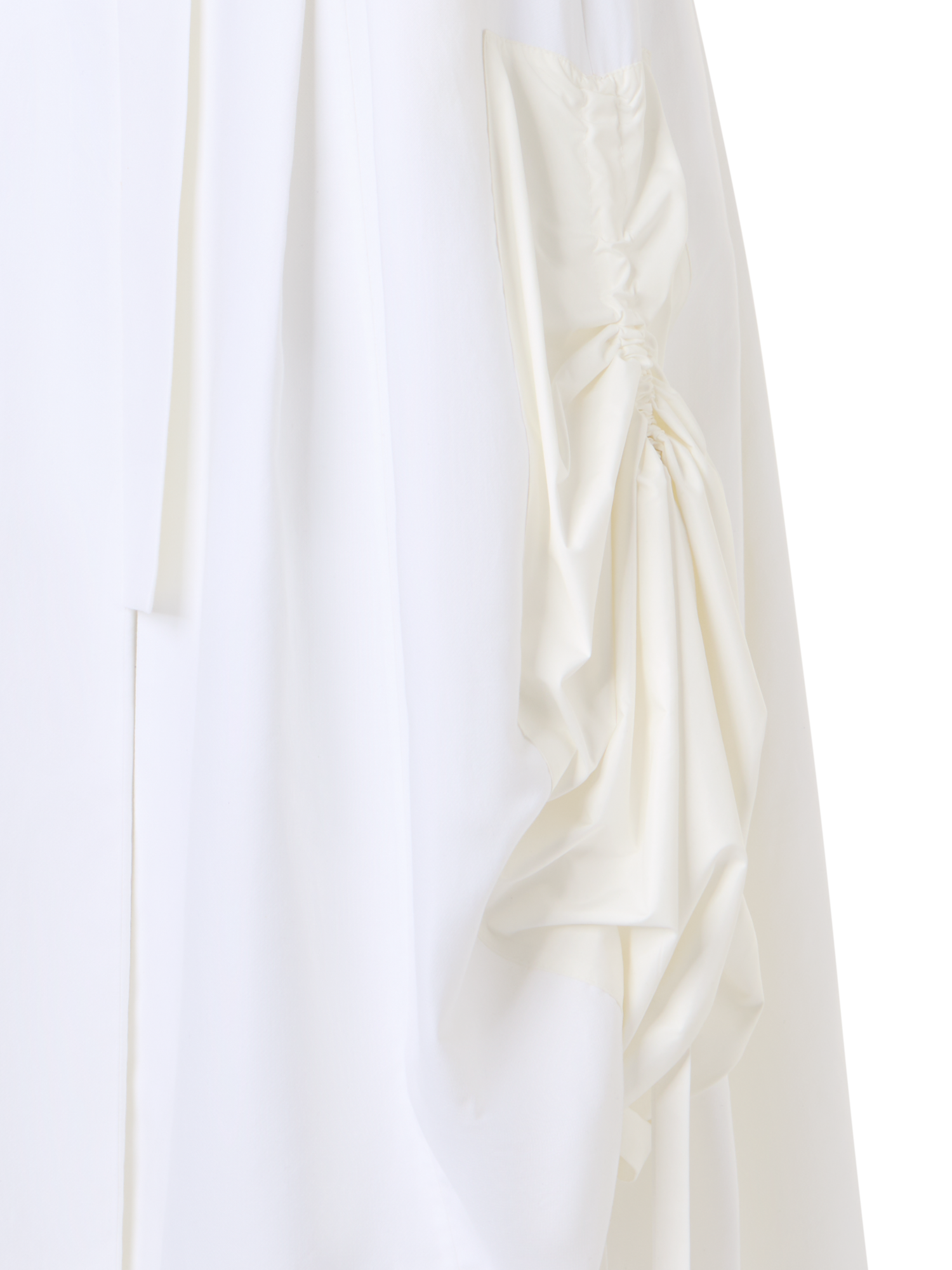 Designer Cotton Midi Skirt with Drawstrings - ecru