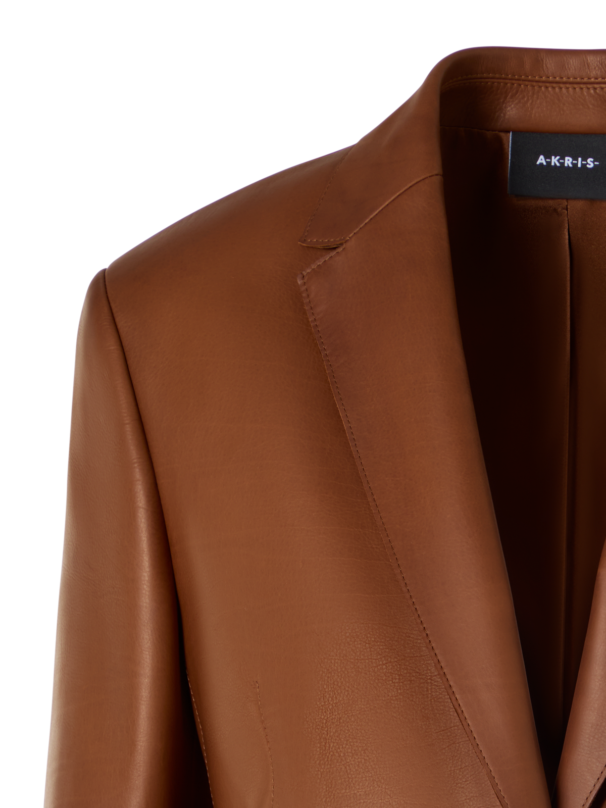Designer Relaxed Single-Breasted Nappa Leather Blazer - brown