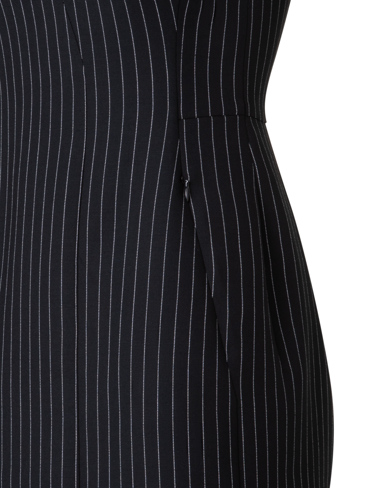 Designer Wool Double-Face Sheath Dress with Pinstripes - black