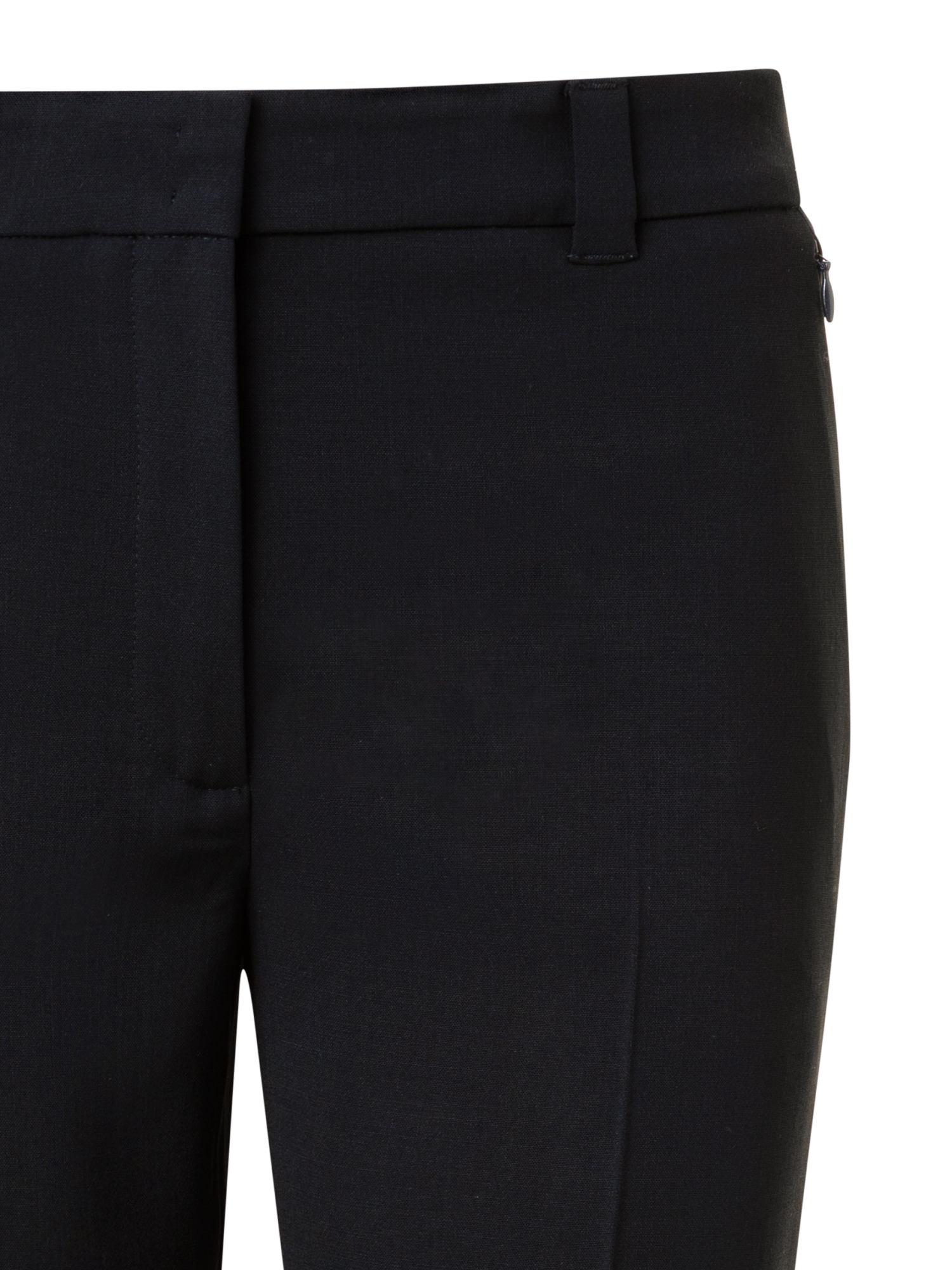 Designer Cropped Tapered Wool Double-Face Pants - neutral - black