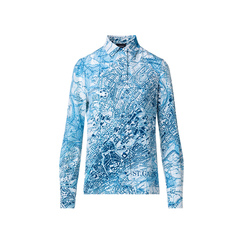 St. Gallen Map Print Silk Blouse