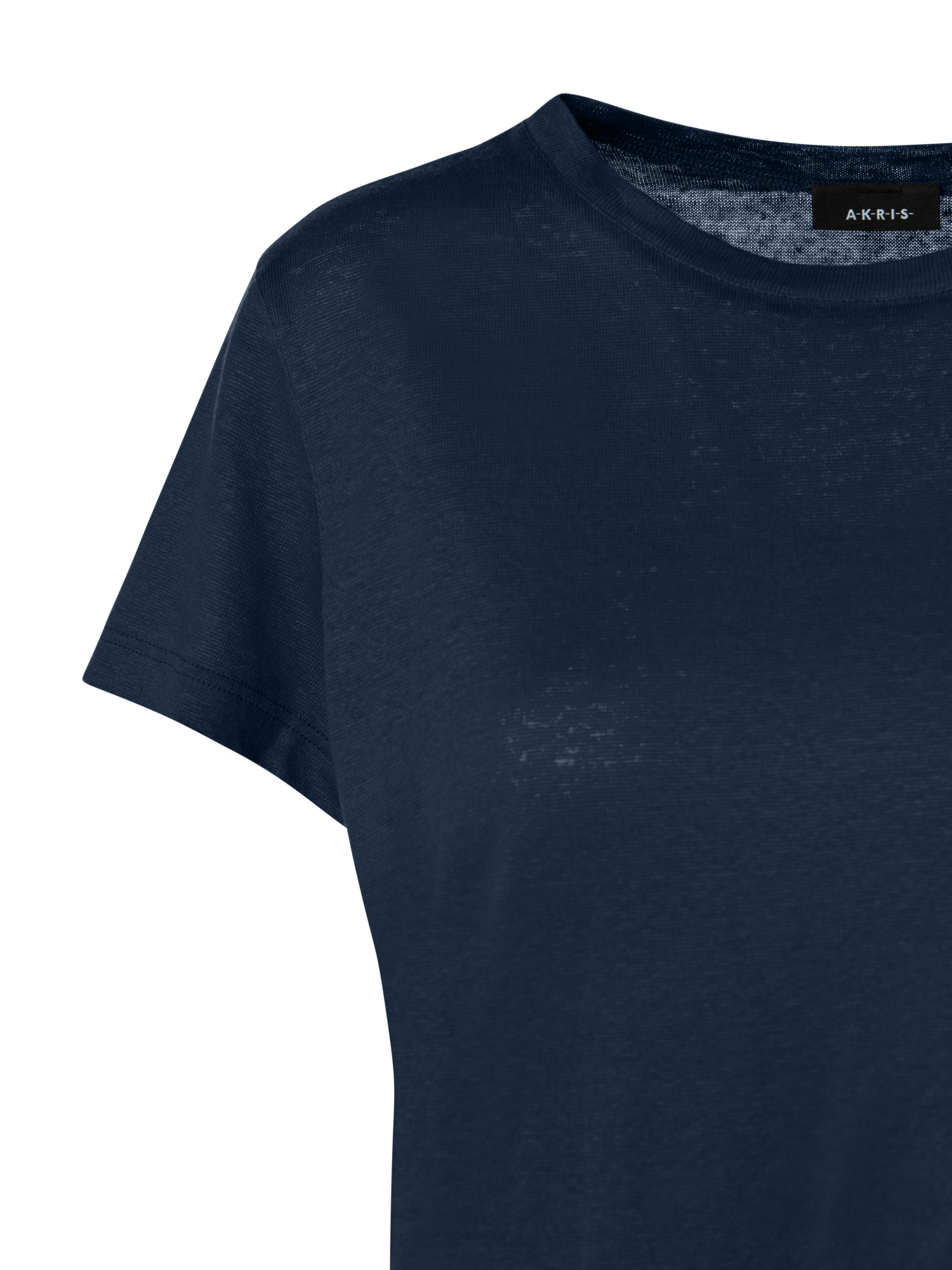Designer Linen Jersey T-Shirt - navy - blue