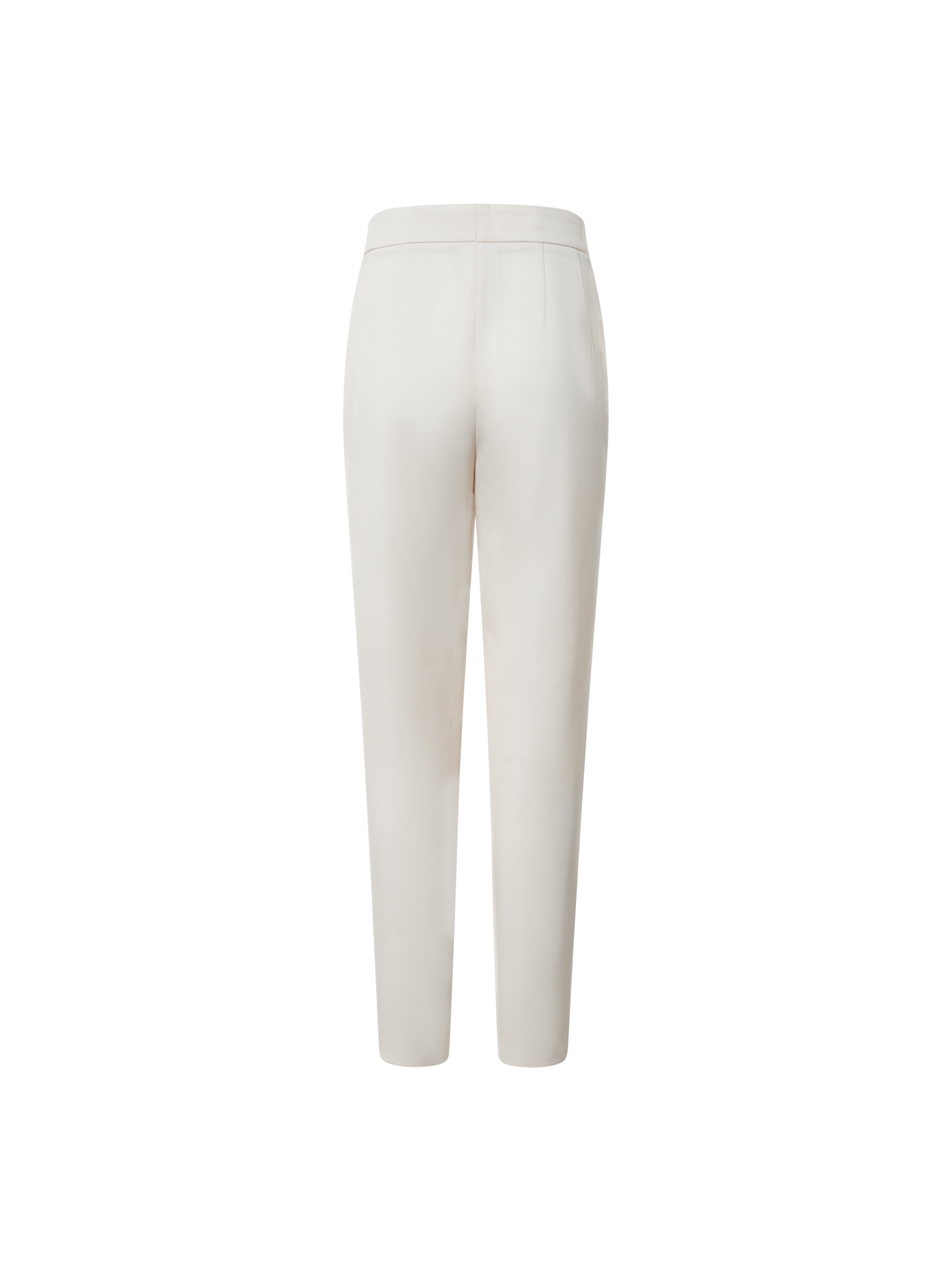 Designer Tapered Pleated Wool Tricotine Slouchy Pants - ecru - white