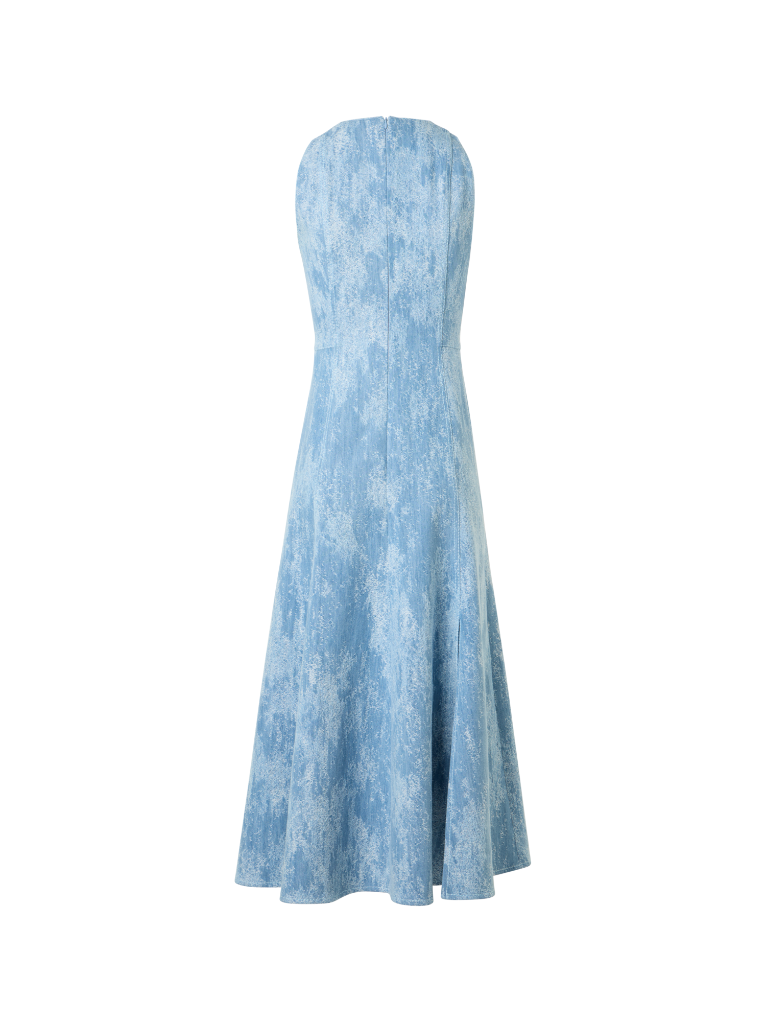 Designer Fit-and-Flare Jacquard Denim Midi Dress - blue