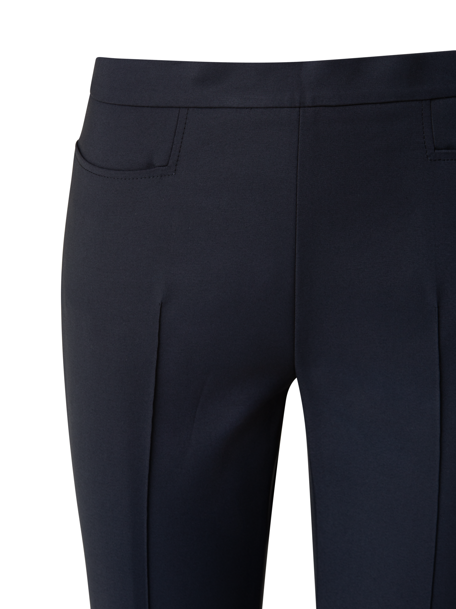 Designer Slim Ankle-Length Cotton Techno Stretch Pants - navy - blue