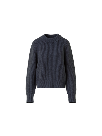 Designer Oversized Wool Cashmere Rib Knit Sweater - neutral - grey