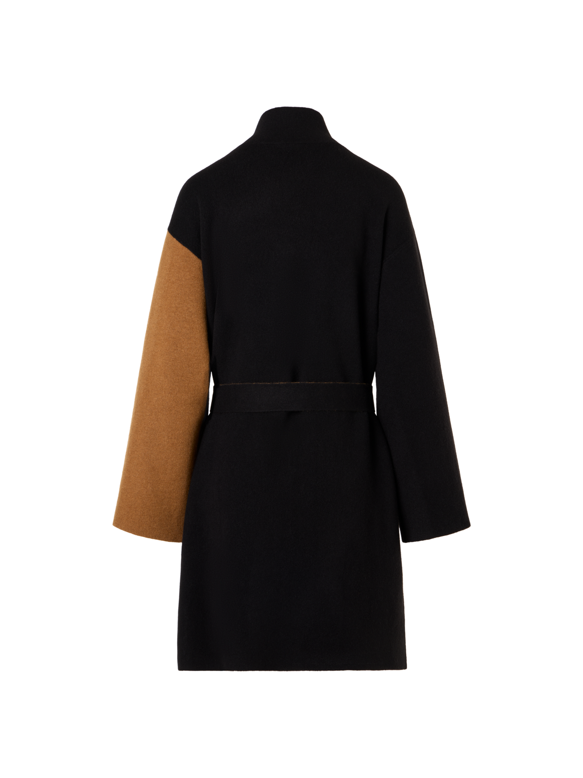 Designer Color Block Cashmere Double-Face Knit Coat - brown - multicolor - black