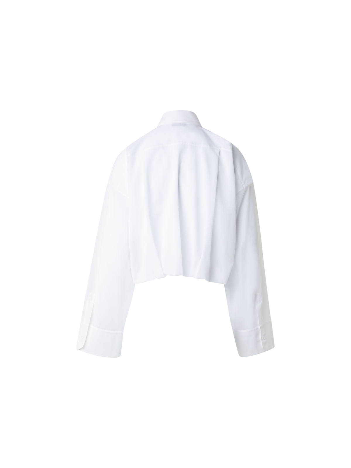Designer Short Cotton Voile Blouse with Wide Sleeves - ecru - white