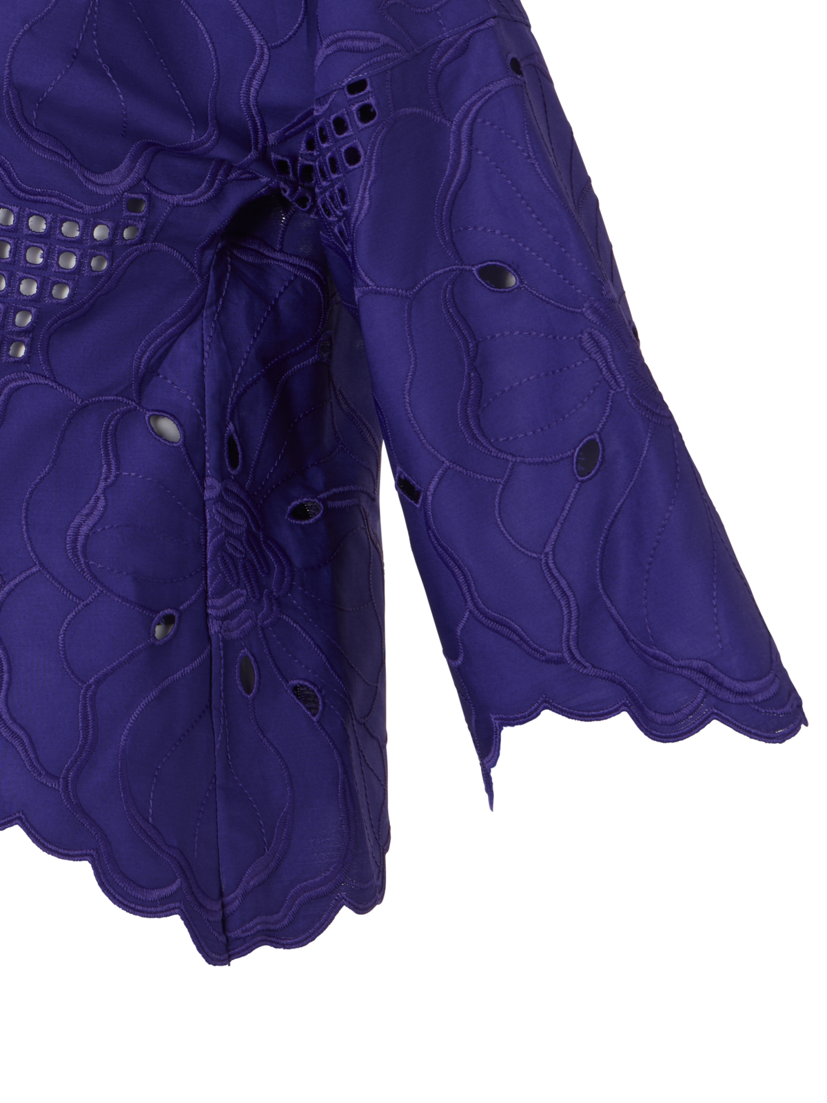 Designer 3/4-Sleeve Flower Eyelet Blouse - purple