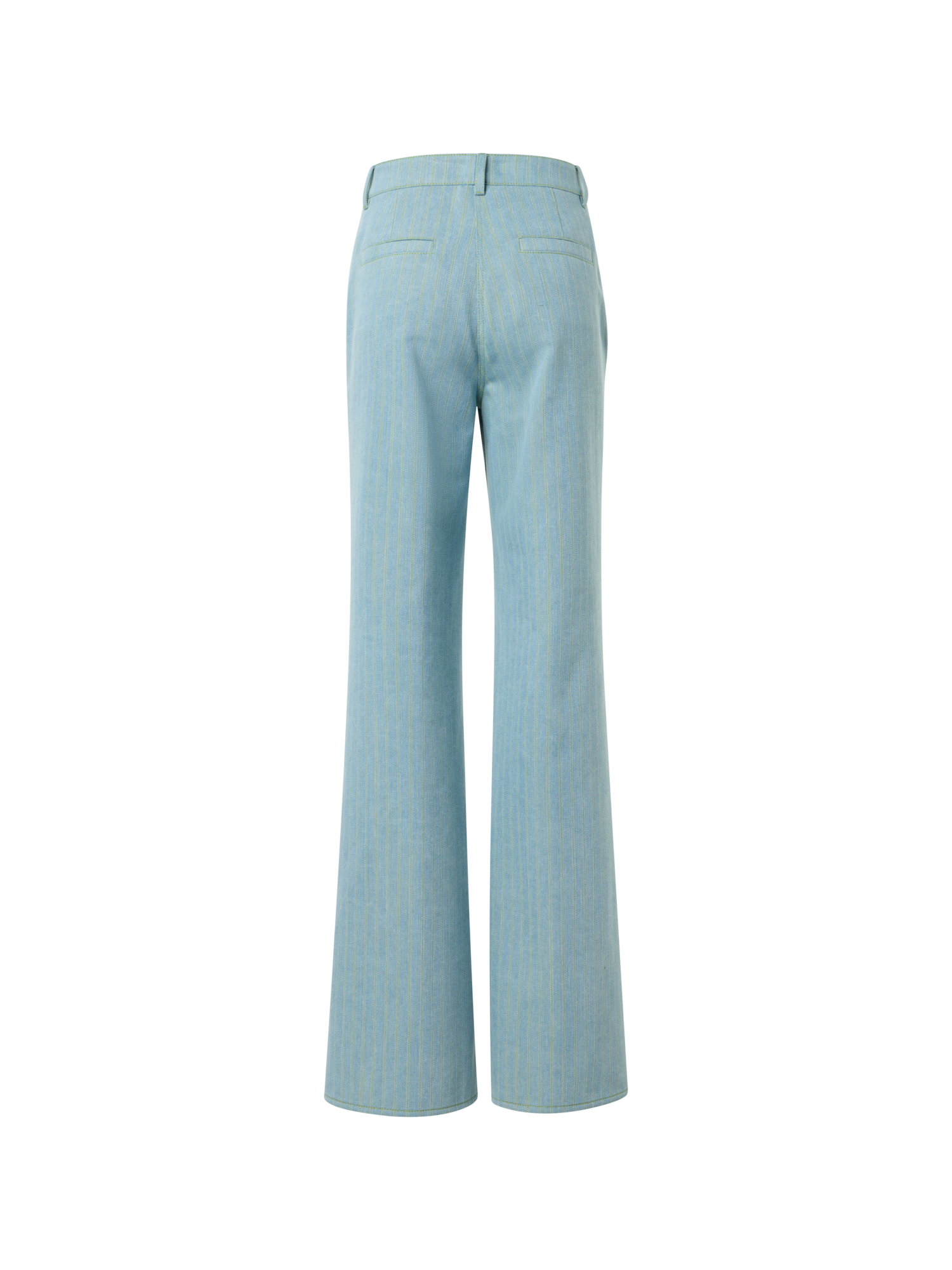 Designer Celia Mid-Rise Pinstripe Bootcut Denim Pants - blue
