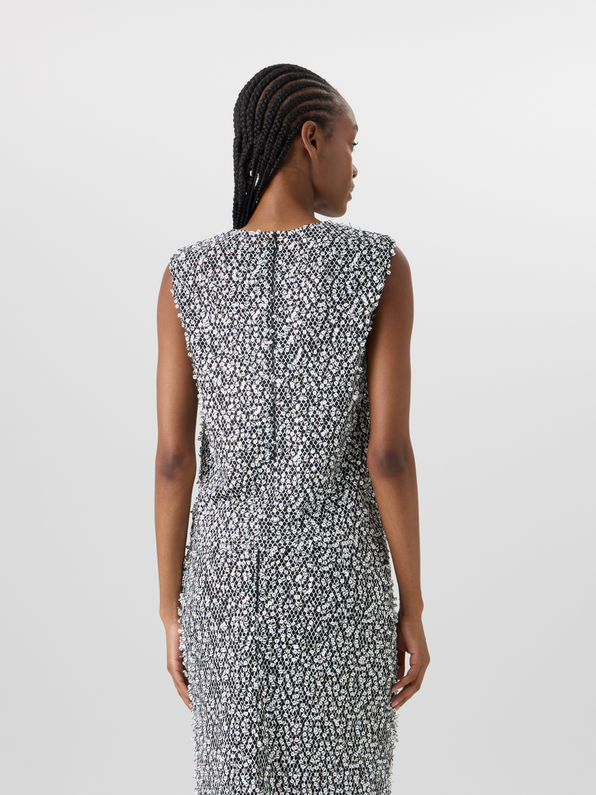 Designer Sleeveless Echo-Sequin Blouse  - multicolor - black #editorial