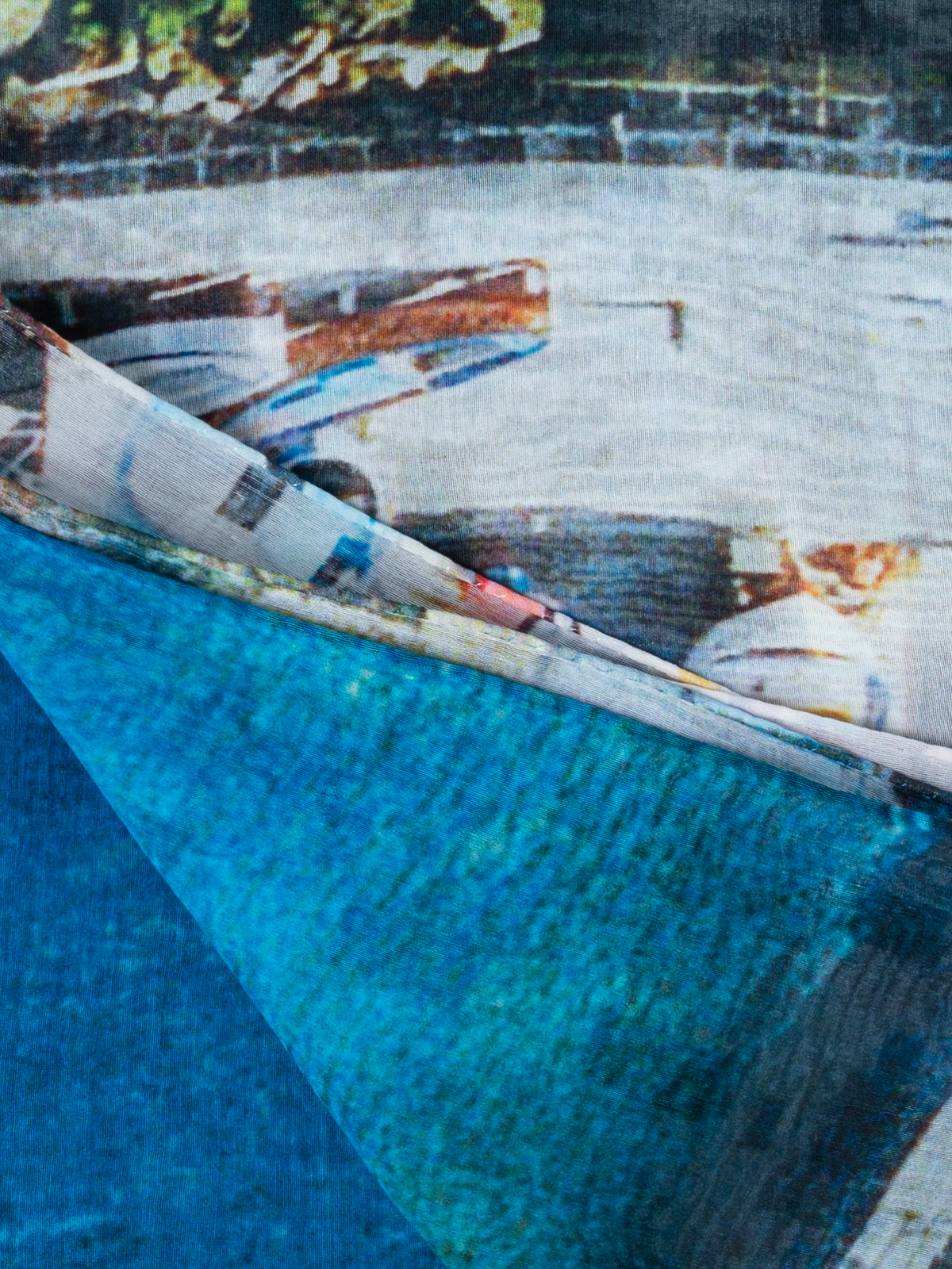 Designer Cotton Silk Scarf with Marina Grande Print - multicolor