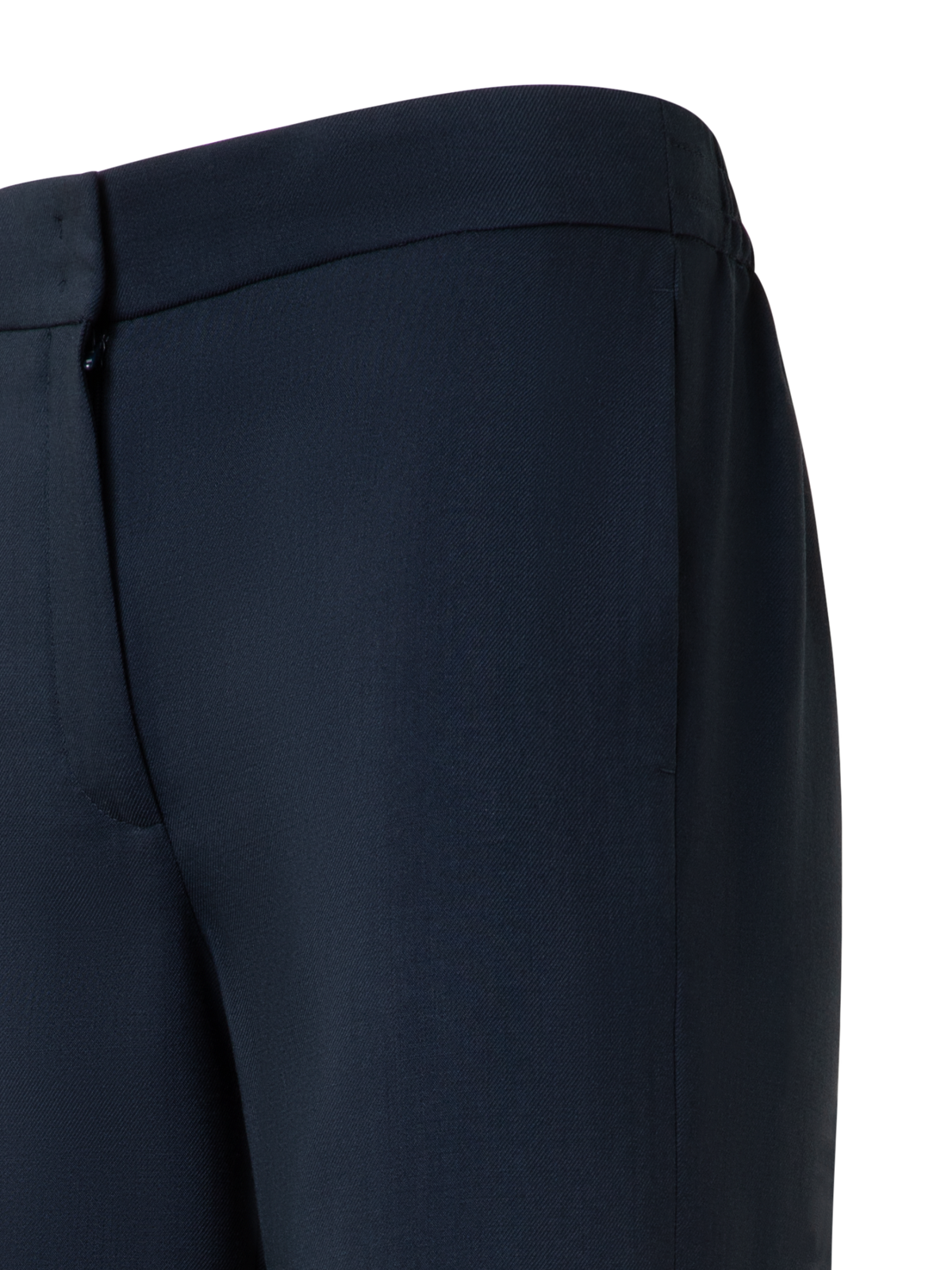 Designer Straight Cool Wool Pants with Elastic Waist - navy - blue