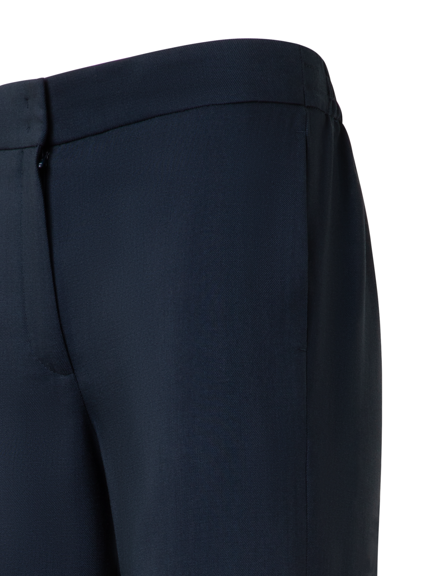 Designer Straight Cool Wool Pants with Elastic Waist - navy - blue