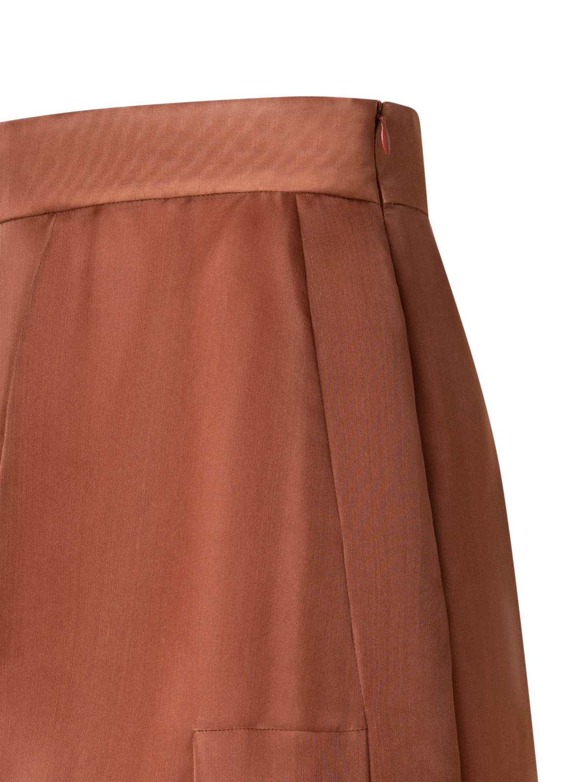 Designer Silk Organza Asymmetrical Pleated Midi Skirt - brown