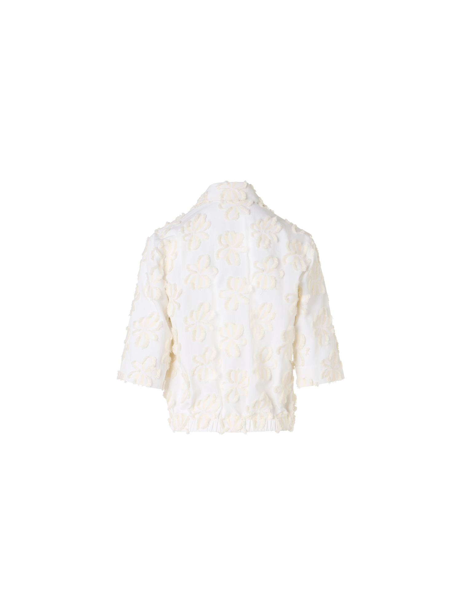 Designer Boxy 3D-Flower Jacquard Shirt Blouse - ecru