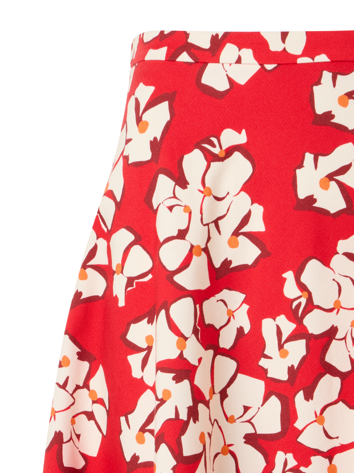 Designer Flared Papercut Flower Midi Skirt - red
