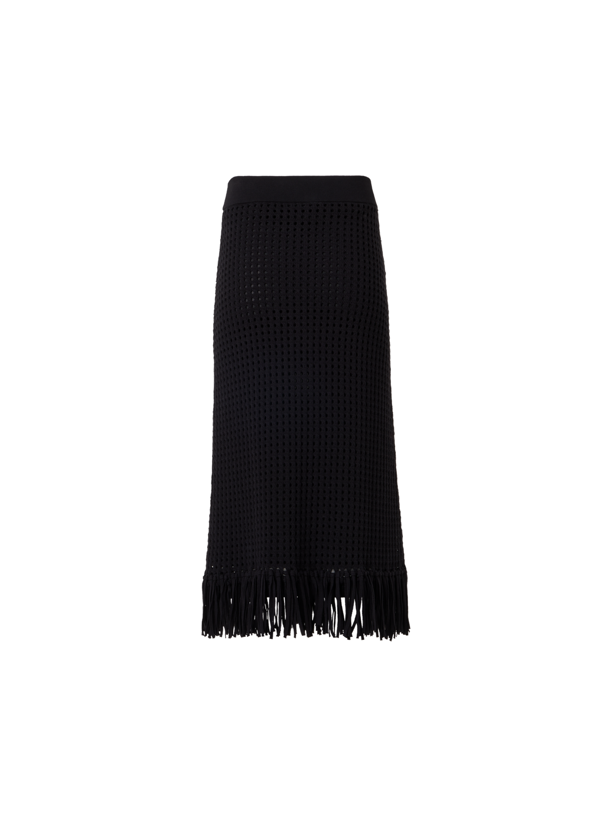 Designer Chunky Cotton Mesh Knit Tube Skirt - black