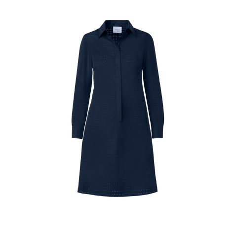 Perforated Pin Dot Cotton Poplin Dress