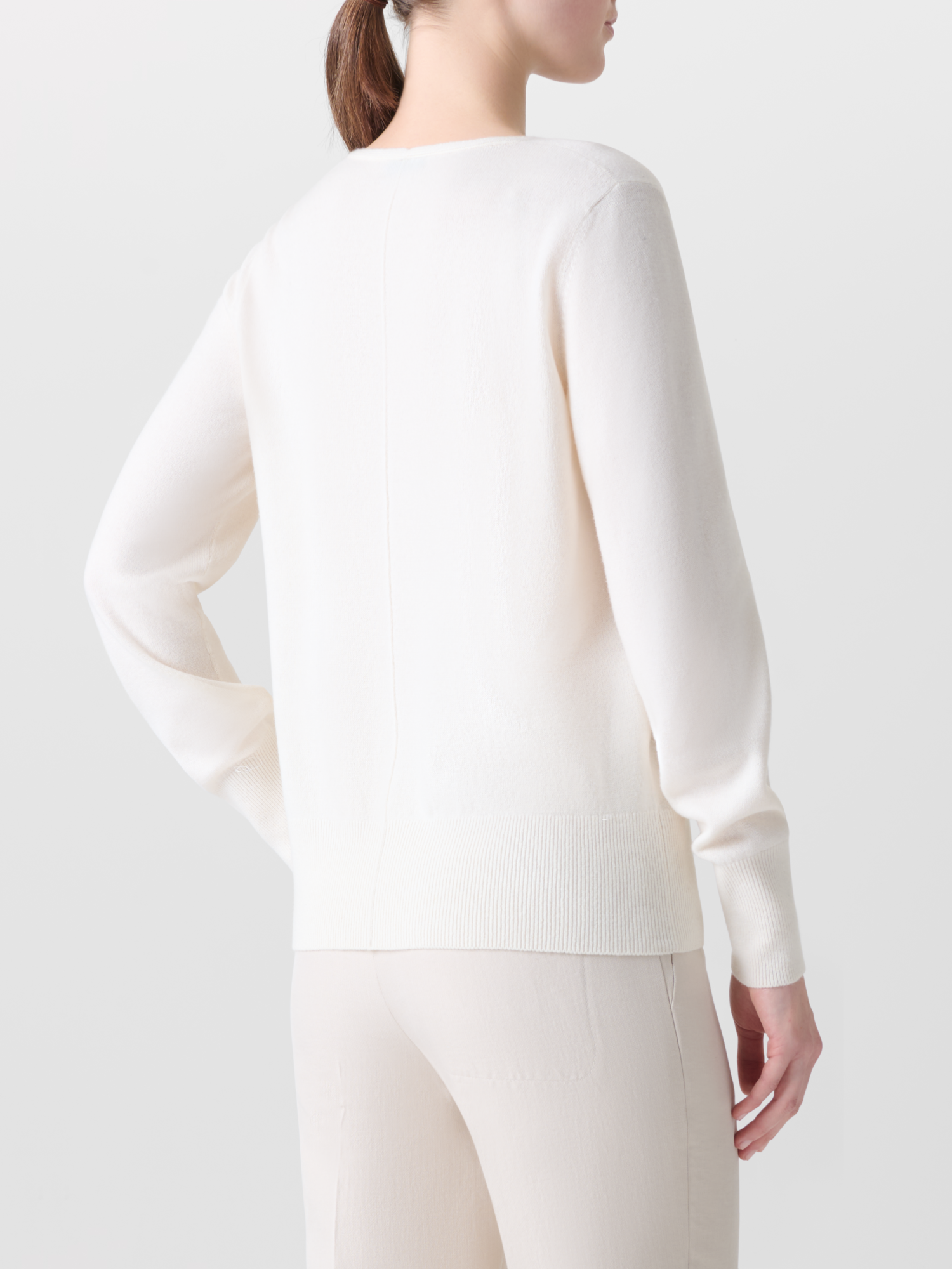 Designer  Pure Cashmere V-Neck Sweater - neutral - ecru - white 