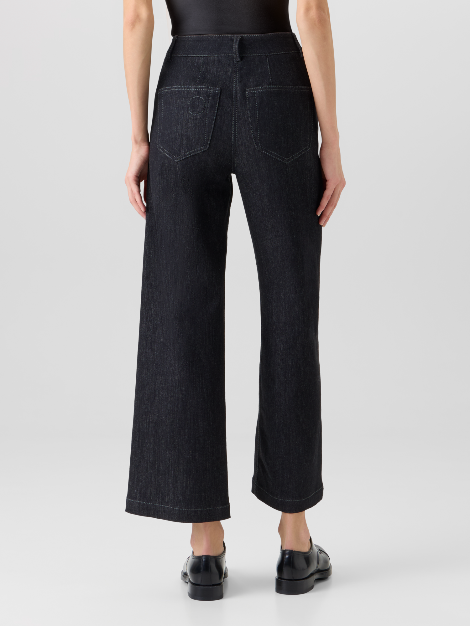 Designer Caia Straight-Leg Pants in High-Stretch Cotton Denim - black 