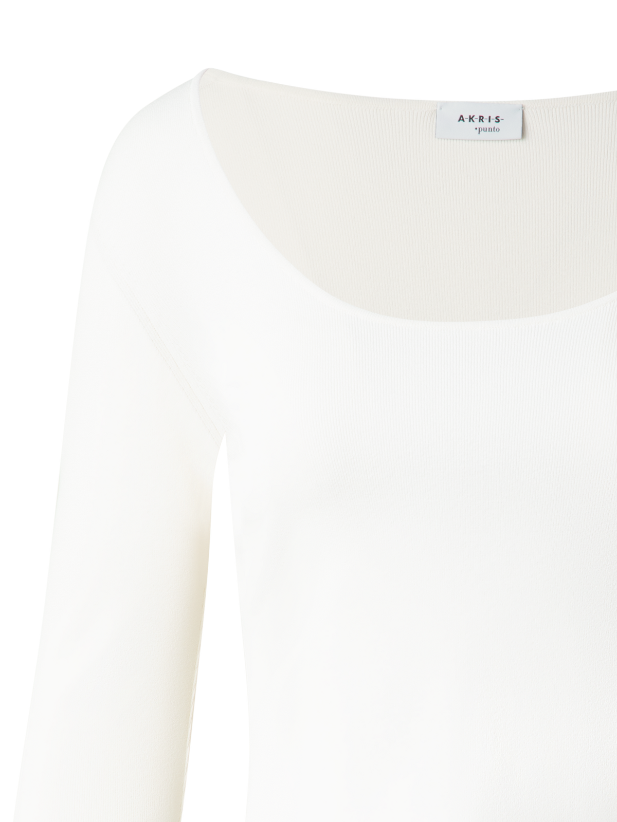 Designer Cropped Long Sleeves Knit Top in Viscose - neutral - white
