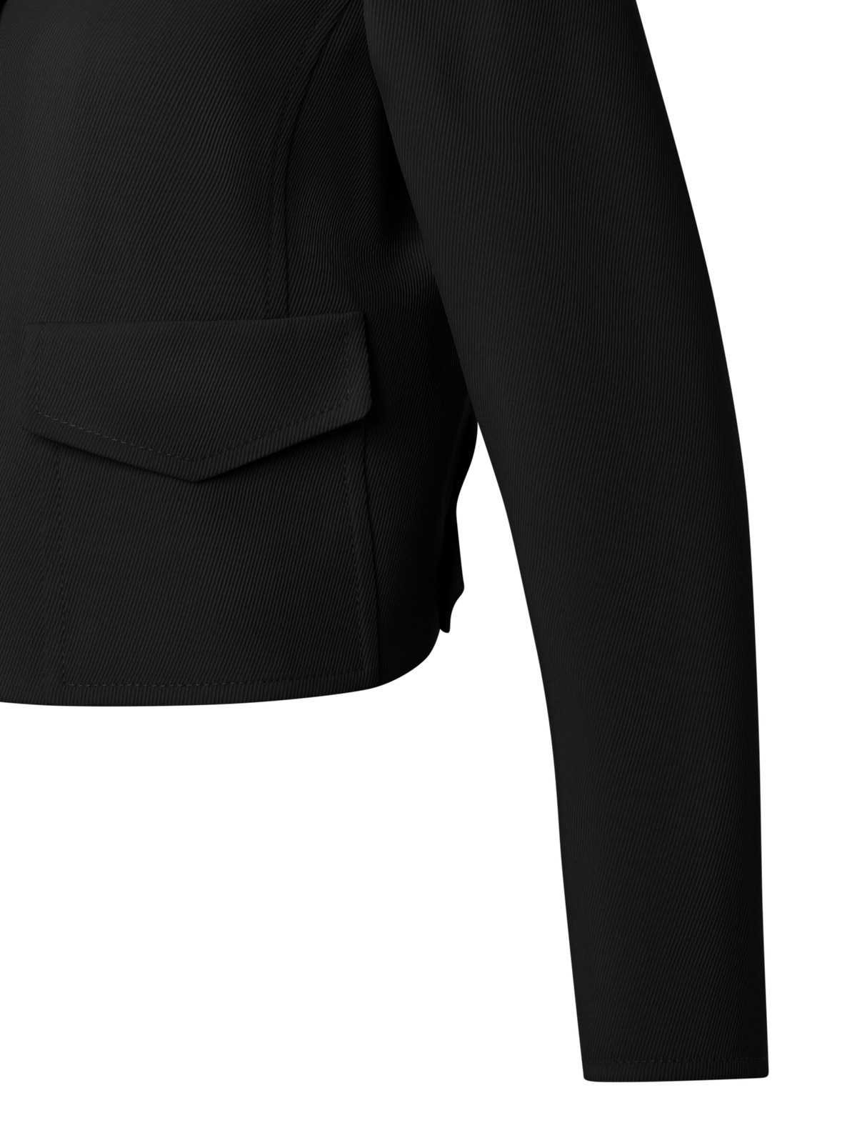 Designer Boxy Lapel Jacket in Wool Tricotine - black