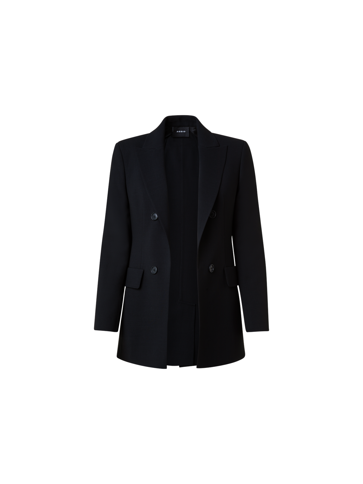 Designer Long Jacket in Wool Double-Face - black