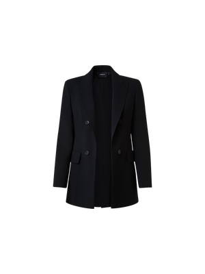 Designer Long Jacket in Wool Double-Face - black