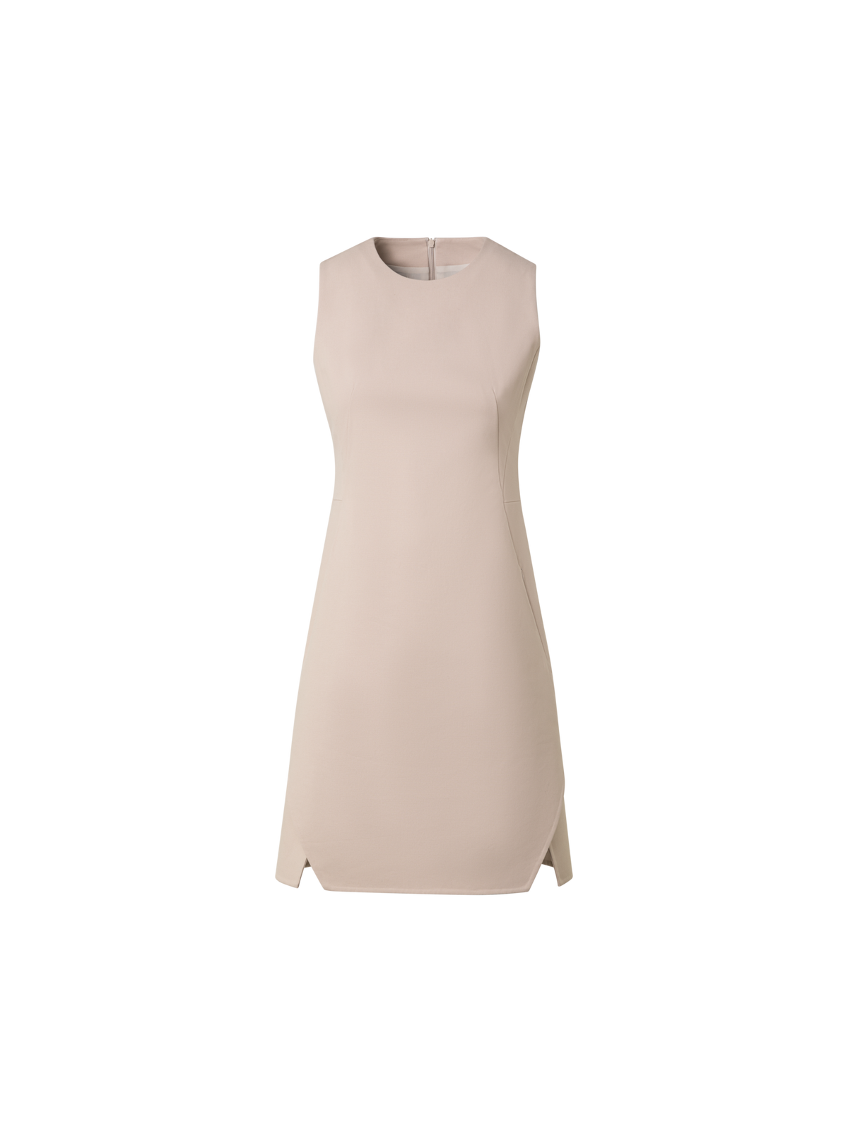 Designer A-Line Cotton Double-Face Sheath Dress - beige