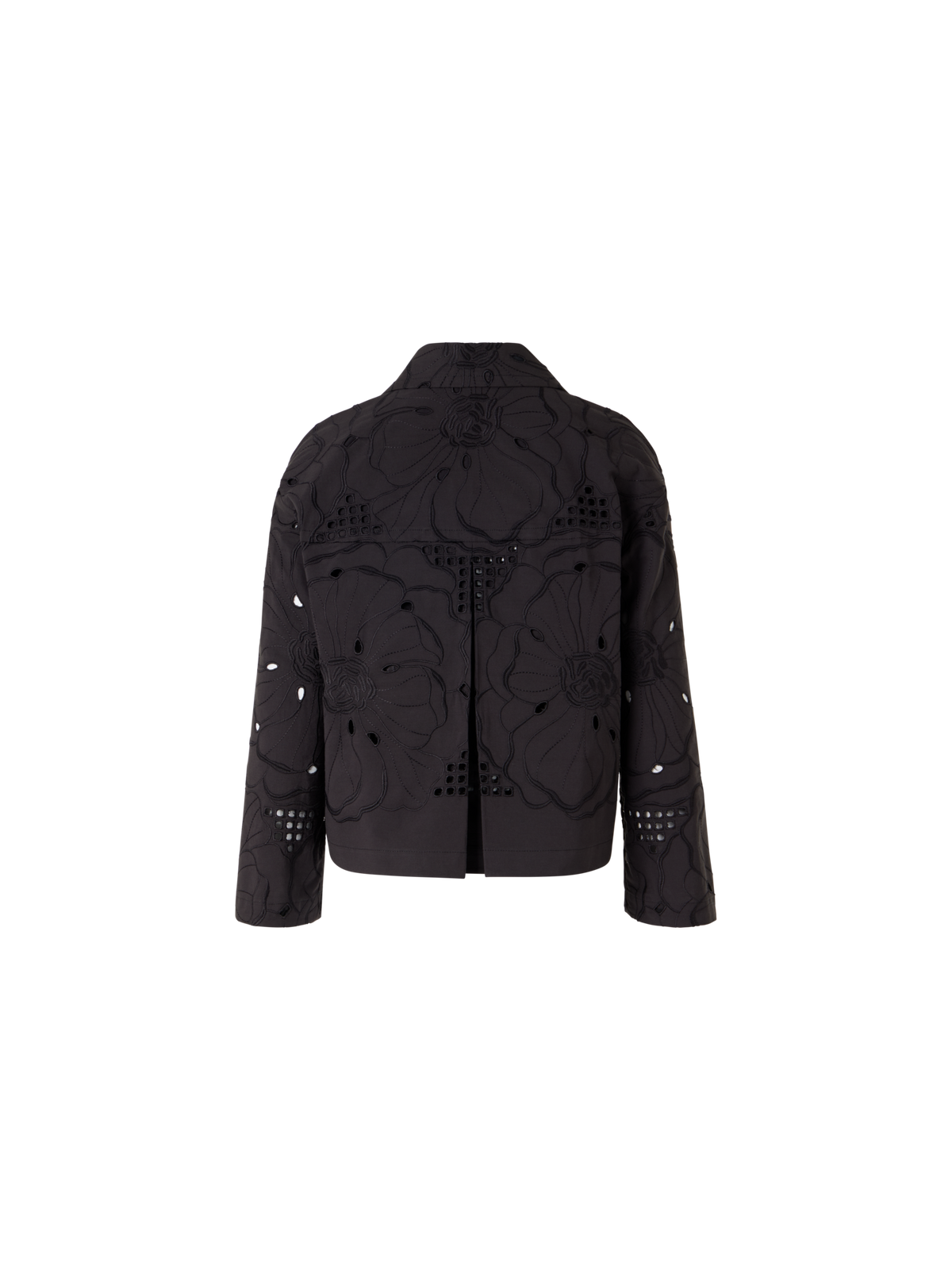 Designer Long-Sleeve Shiny Crinkle Faux-Leather Short Jacket - black