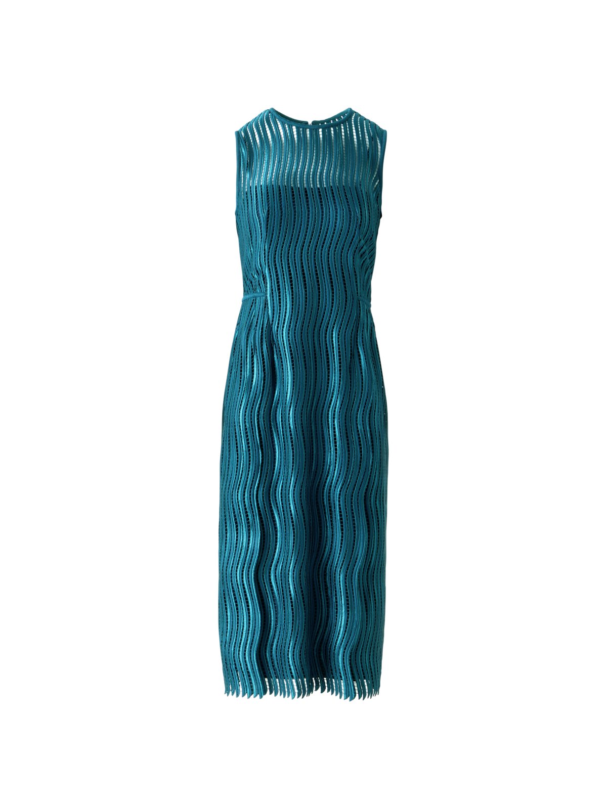 Designer Sheath Dress in Wave Guipure - green