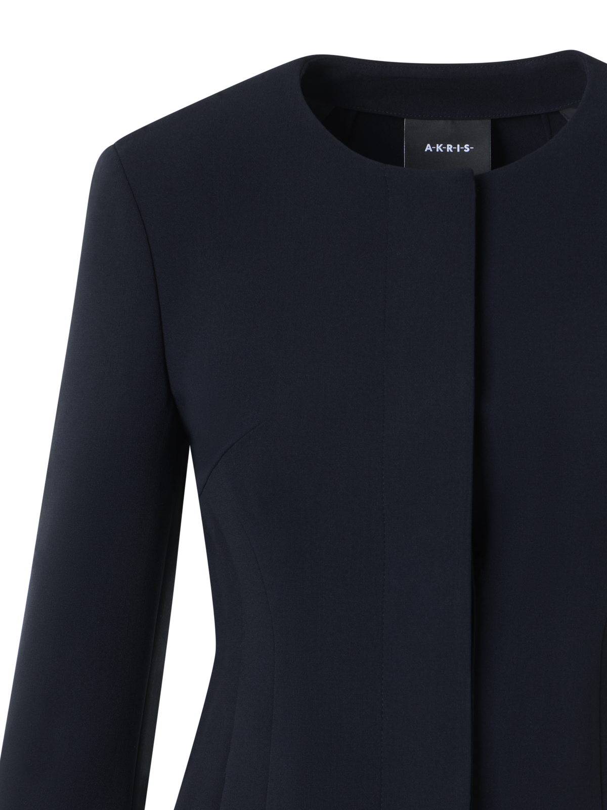 Designer Fitted Wool Bi-Stretch Double-Face Jacket - navy