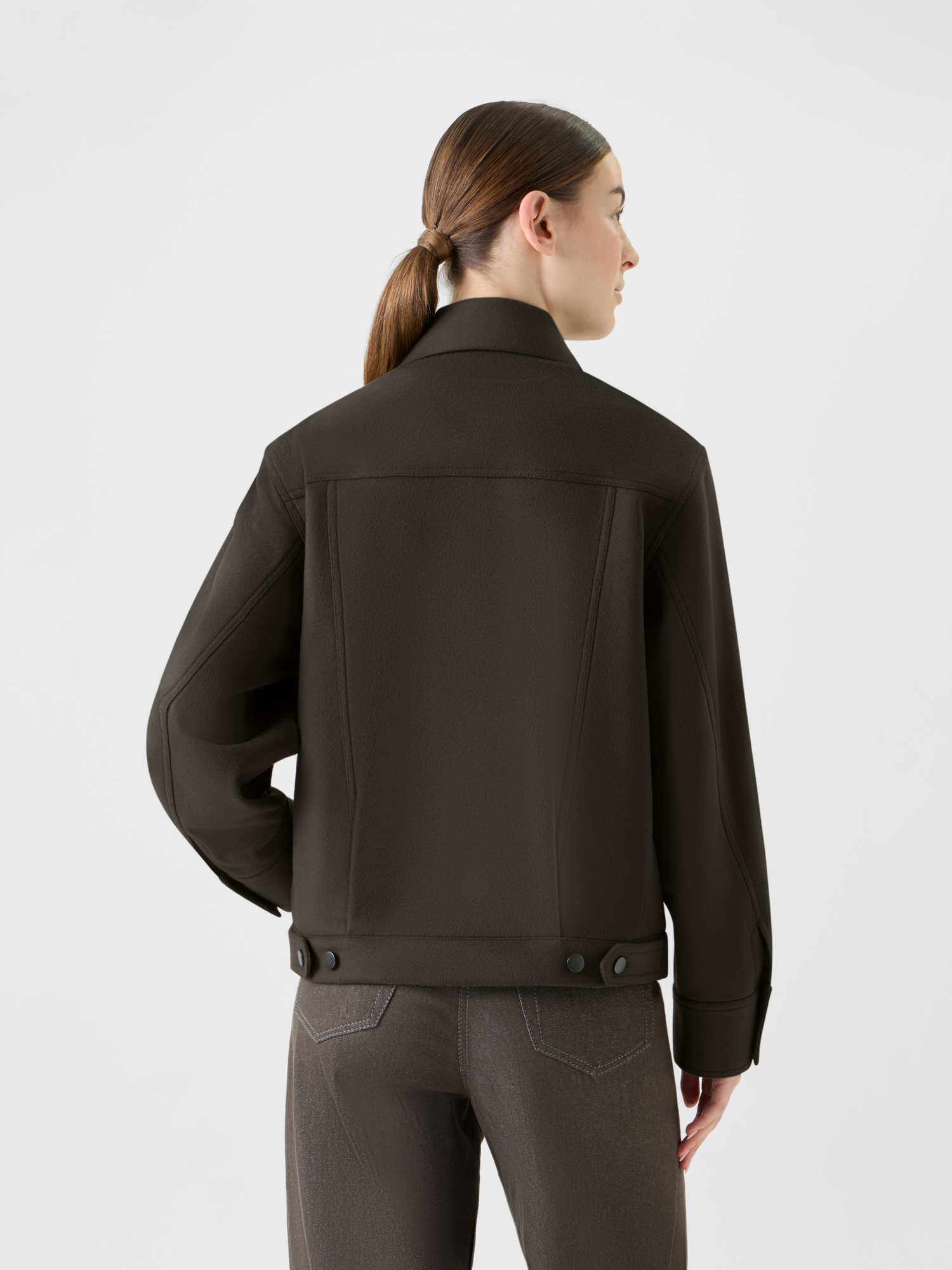 Designer Oversized Wool Flannel Shirt Jacket - neutral - brown 