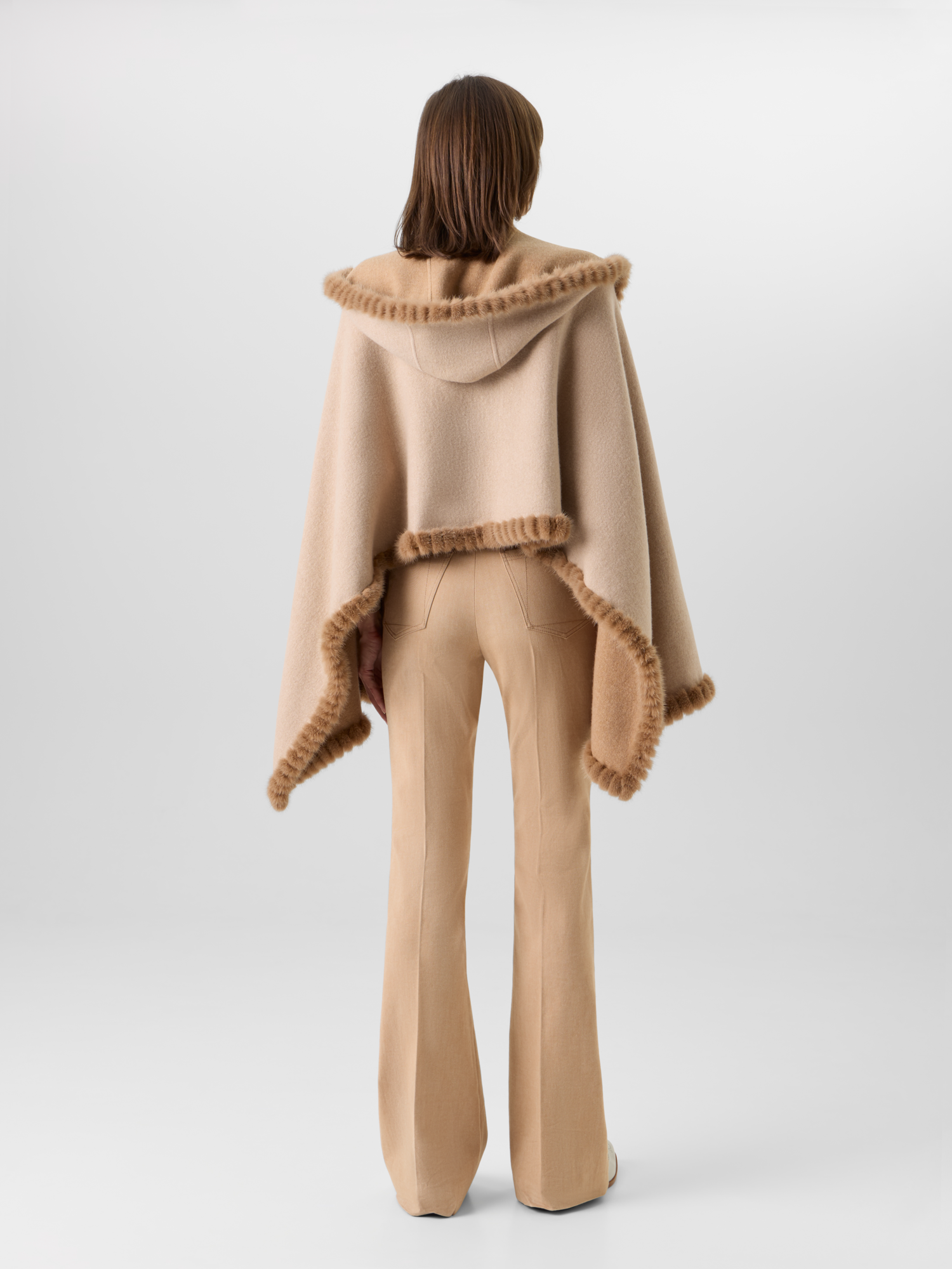 Designer Cashmere Double-Face Knit CardiganCape - beige 