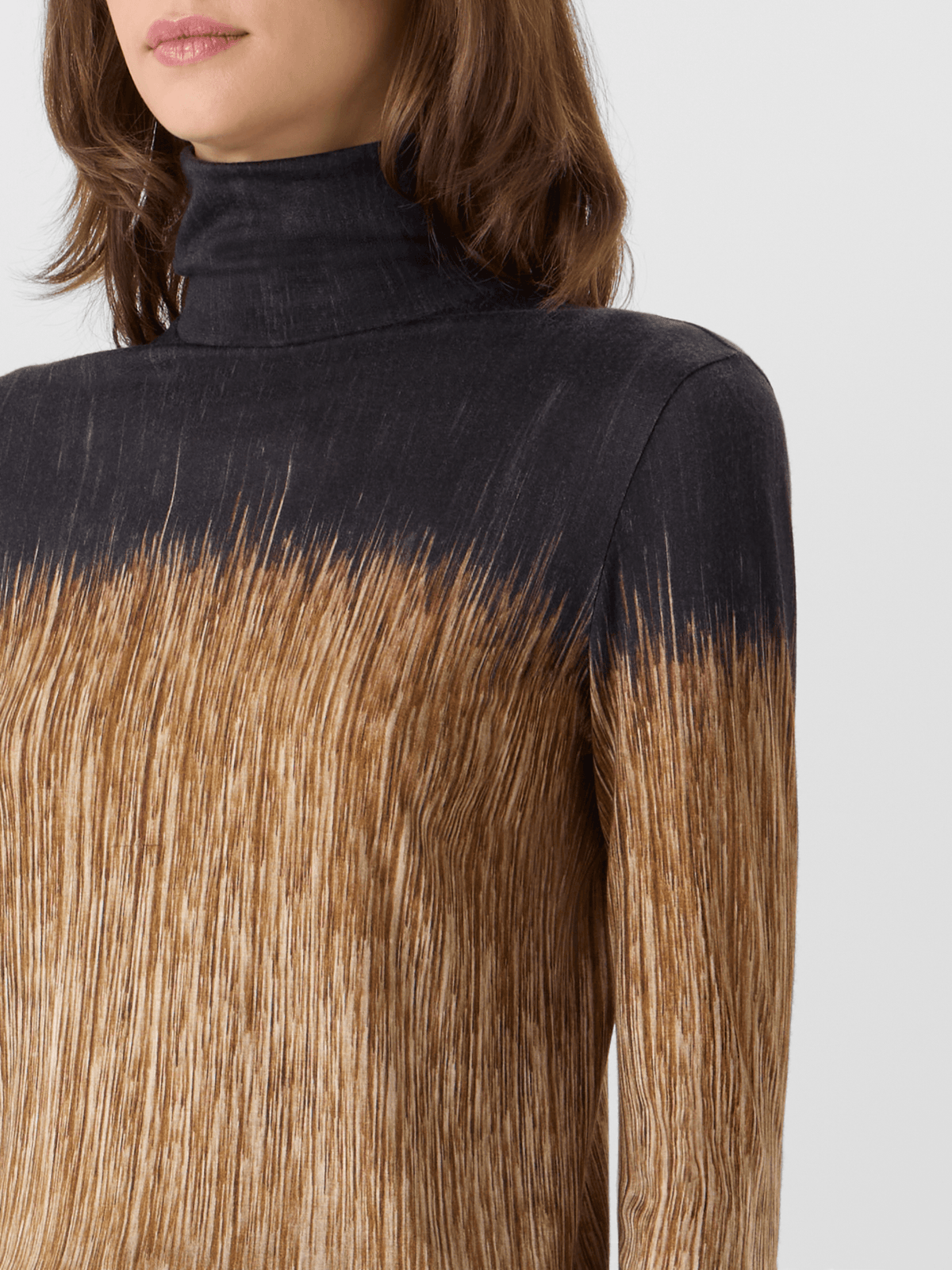 Designer Cashmere Silk Shirt in Oro Lienzo Print - multicolor - black - brown #editorial