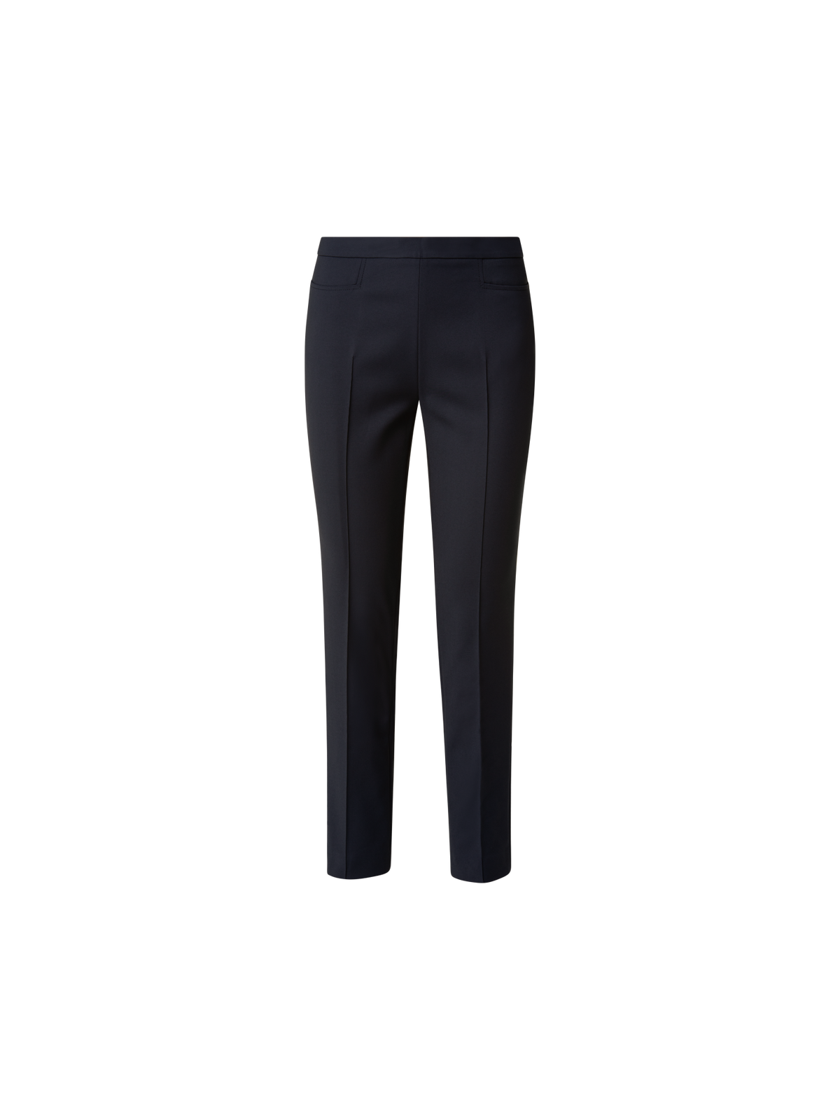 Designer Slim Ankle-Length Cotton Techno Stretch Pants - navy - blue