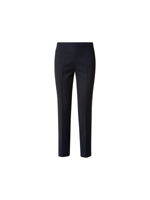 Designer Slim Ankle-Length Cotton Techno Stretch Pants - navy - blue