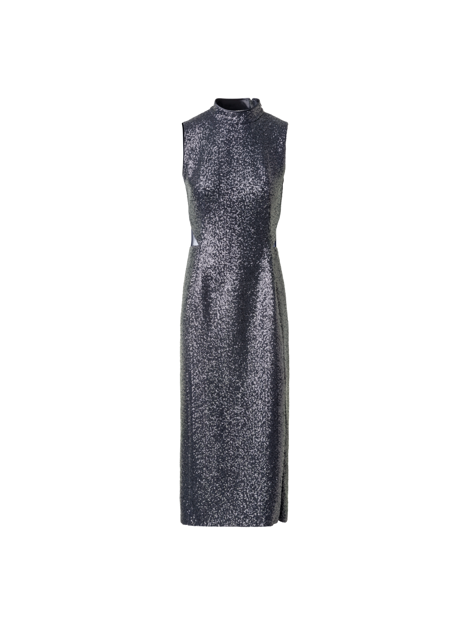 Designer Sequined Sheath Dress with Open Back - grey