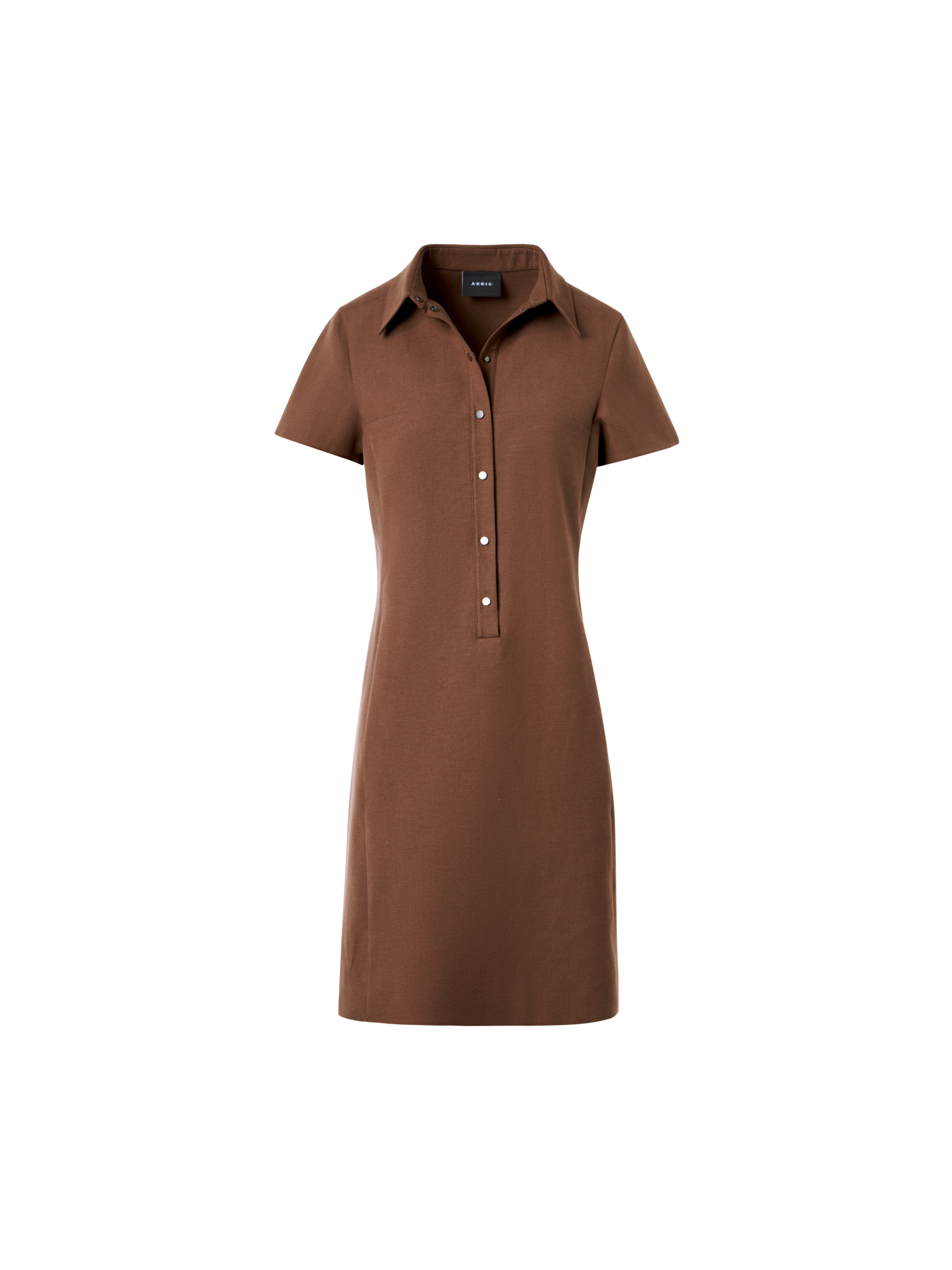 Designer Cotton Silk Stretch Double-Face Polo Dress - brown