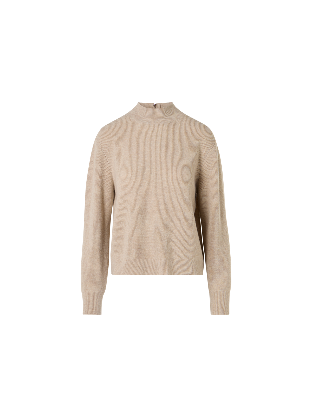 Designer Wool Cashmere Mock Neck Sweater - beige
