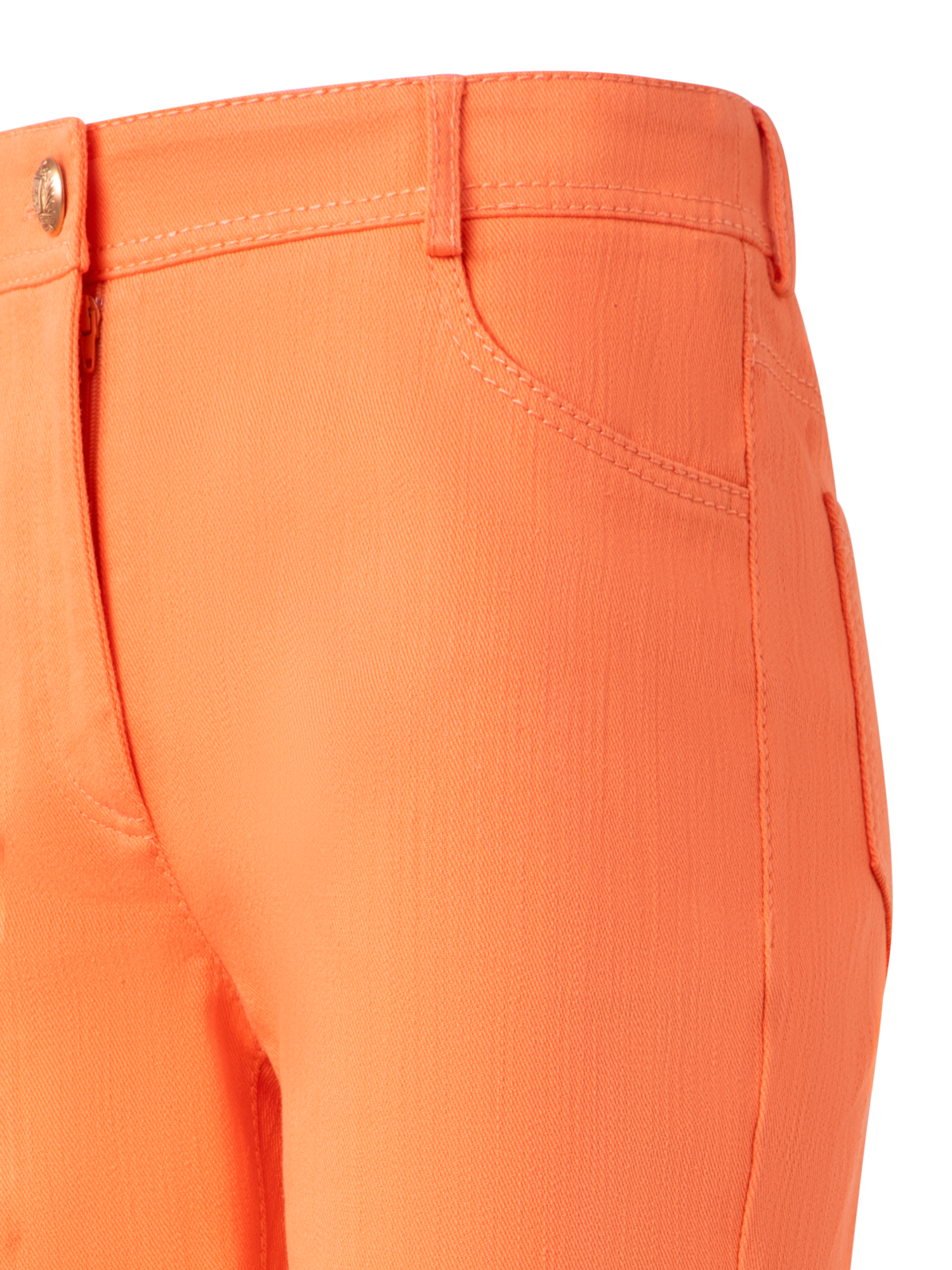 Designer Cropped Bootcut Cotton Denim Stretch Pants - pastel - orange