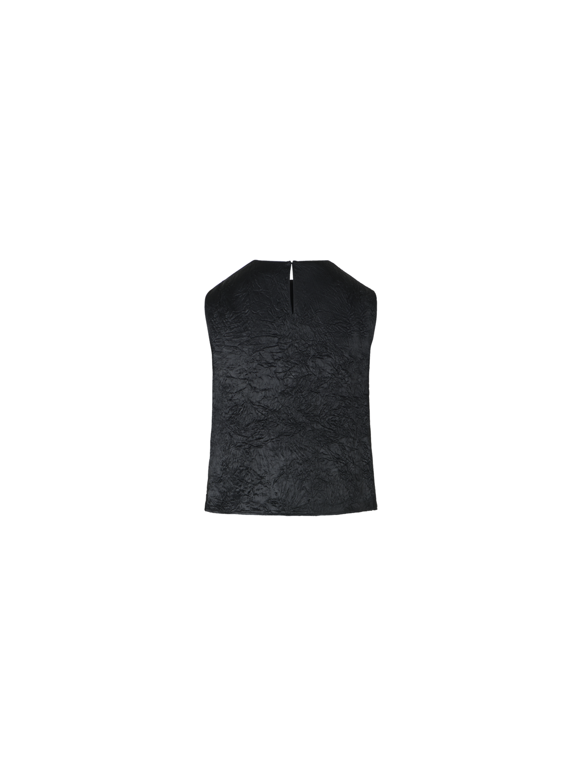 Designer Crinkled Satin Sleeveless Top - black