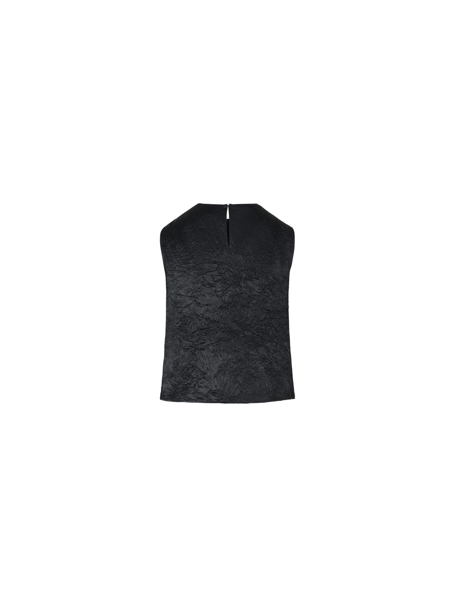 Designer Crinkled Satin Sleeveless Top - black