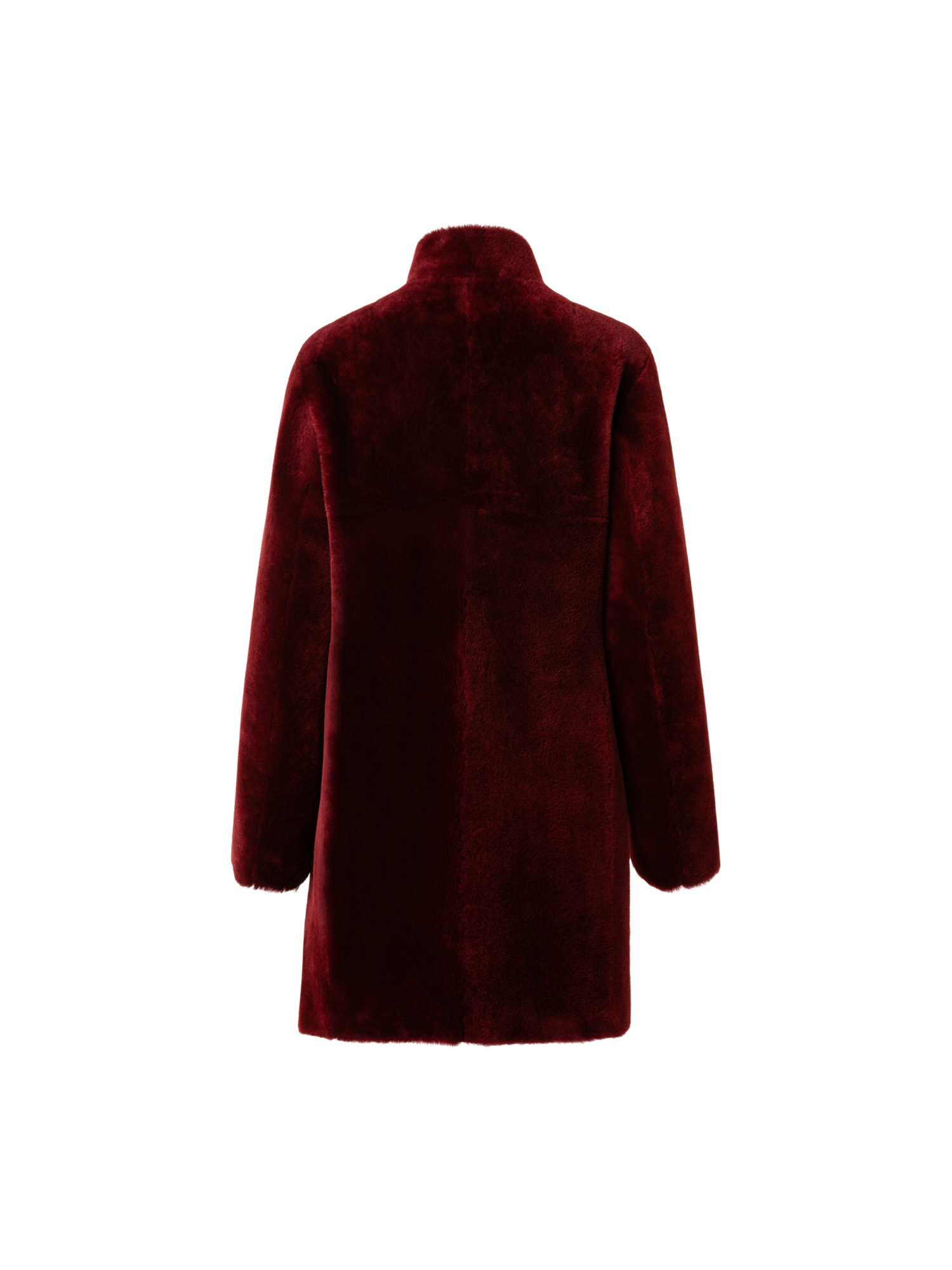 Designer Reversible Shearling Coat - red