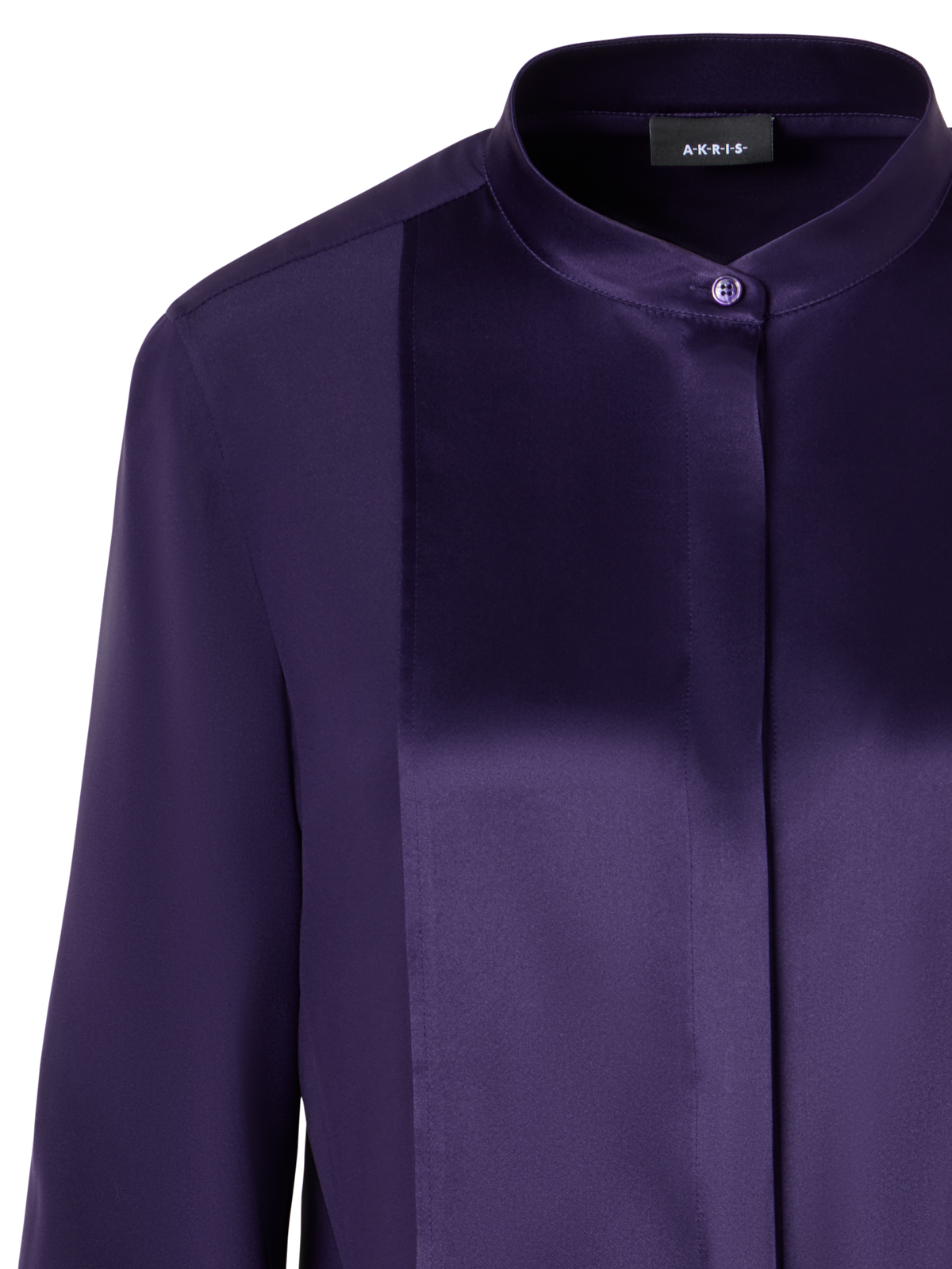 Designer Long-Sleeve Stretch-Silk Blouse - purple